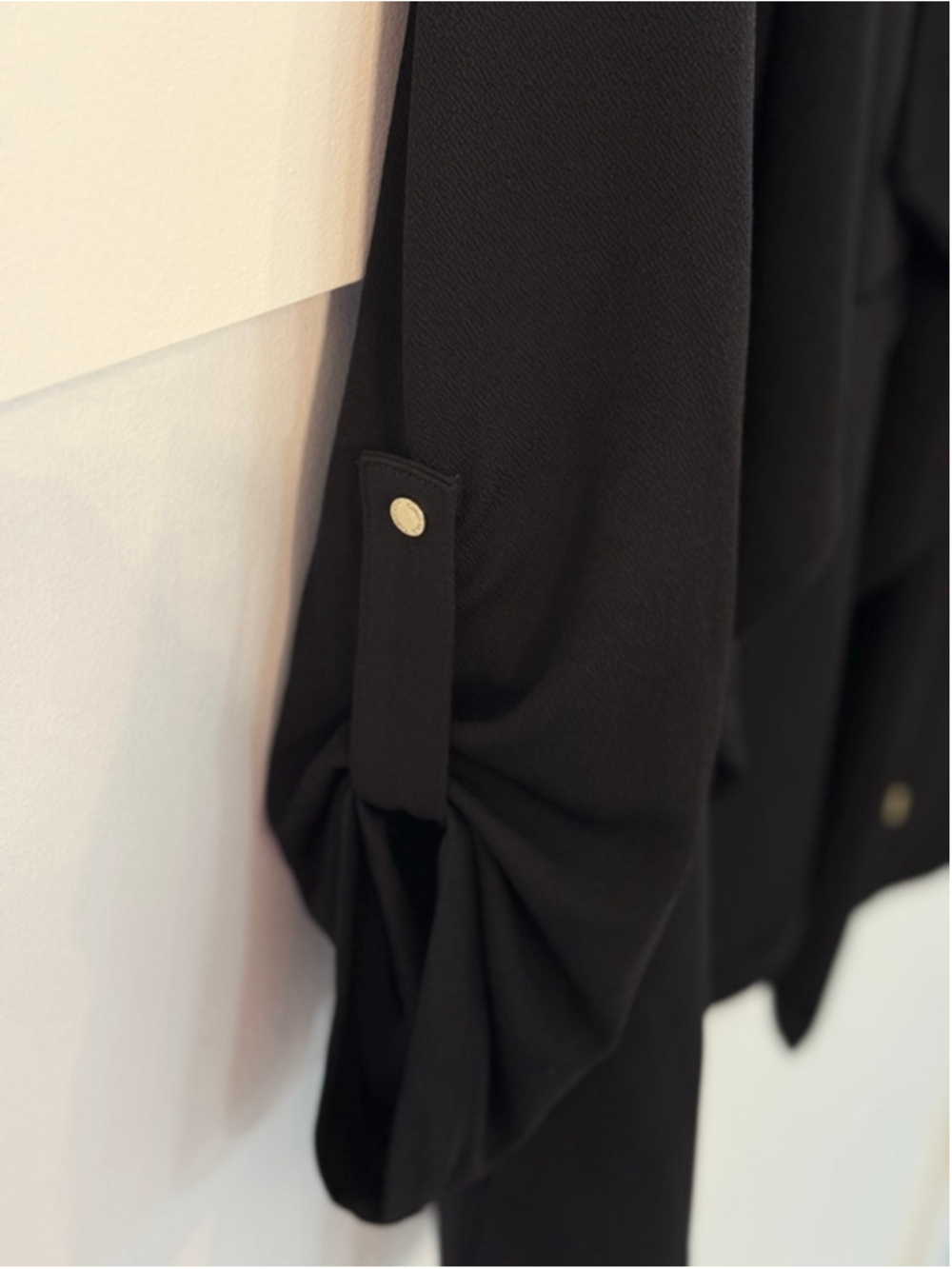 Calvin Klein XL Black Open Front Drape Cardigan Jacket Roll Tab Sleeves - Picture 6 of 9